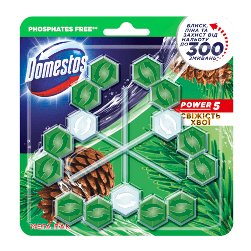 Domestos Блок для унітаза power 5 тріо свіжість хвої 3x55гр